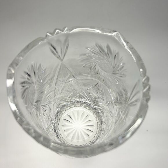 9” Hand Cut Crystal Lead Glass Vase Pinwheel Star Of David Heavy Vintage - Picture 5 of 10